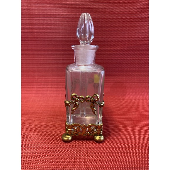 Brass Caddy & Perfume Bottles Style Of 19th Century French Baccarat Floral Motif - Picture 5 of 14